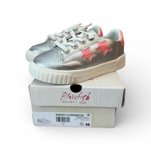 Blowfish Malibu Girls Size 10 Wander Silver Pink Glitter Star Sneakers New